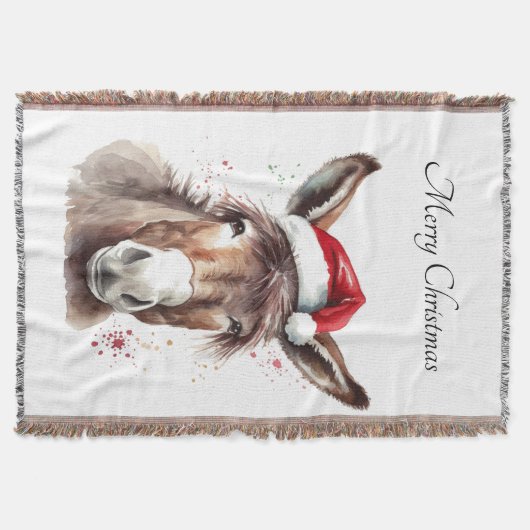 Merry Little Christmas Donkey, op maat Deken (Voorkant)