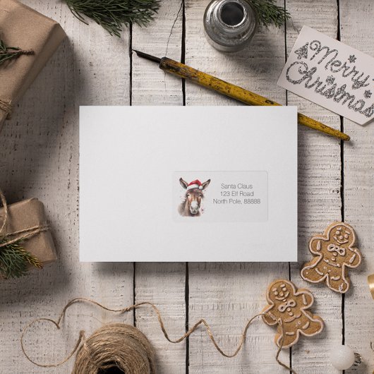 Merry Little Christmas Donkey, op maat Etiket