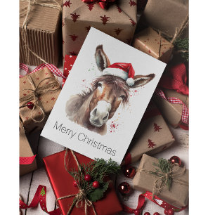 Merry Little Christmas Donkey, op maat Feestdagenkaart