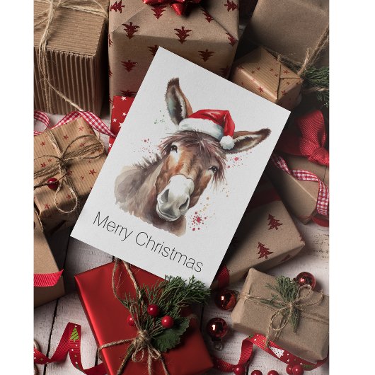 Merry Little Christmas Donkey, op maat Feestdagenkaart