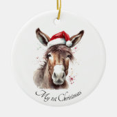 Merry Little Christmas Donkey, op maat Keramisch Ornament (Voorkant)