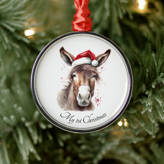 Merry Little Christmas Donkey, op maat Metalen Ornament (Boom)