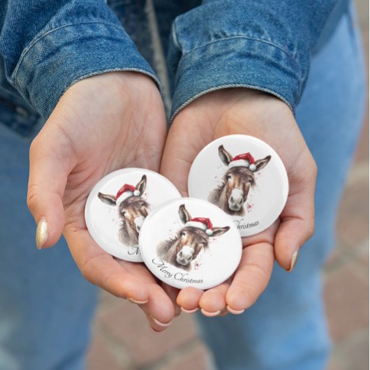 Merry Little Christmas Donkey, op maat Ronde Button 3,2 Cm