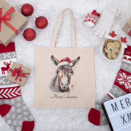 Merry Little Christmas Donkey, op maat Tote Bag