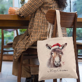 Merry Little Christmas Donkey, op maat Tote Bag