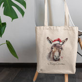 Merry Little Christmas Donkey, op maat Tote Bag