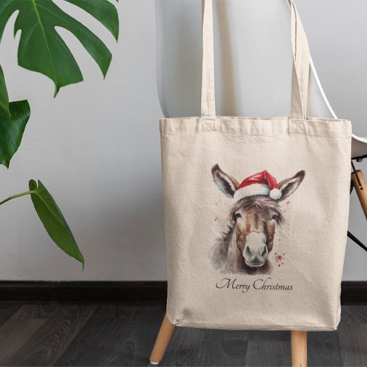 Merry Little Christmas Donkey, op maat Tote Bag