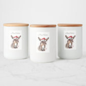 Merry Little Christmas Donkey, op maat Voedselcontainer Etiket (Flessen)