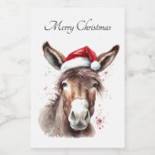 Merry Little Christmas Donkey, op maat Voedselcontainer Etiket (Enkel label)