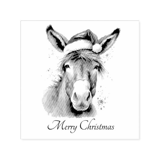 Merry Little Christmas Donkey, op maat Zelfinktende Stempel (Design)