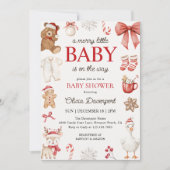 Merry Little Christmas Festive Winter Baby Shower Kaart (Voorkant)