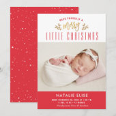 MERRY LITTLE CHRISTMAS | Fotogeboorteaankondiging Feestdagenkaart (Voorkant / Achterkant)