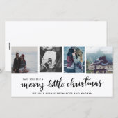 Merry Little Christmas Handgeschreven | Vier foto' Feestdagenkaart (Voorkant / Achterkant)