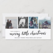 Merry Little Christmas Handgeschreven | Vier foto' Feestdagenkaart (Voorkant)