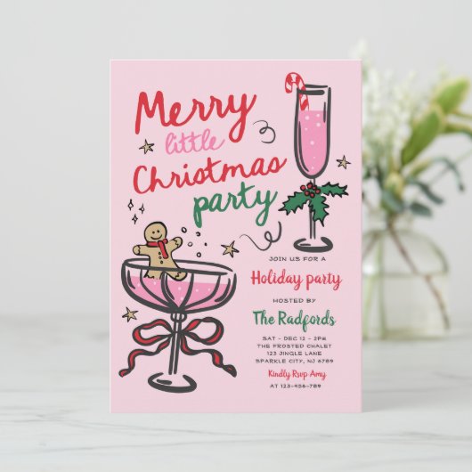 Merry Little Christmas Holiday Cocktail Party Kaart (Staand voorkant)