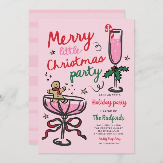 Merry Little Christmas Holiday Cocktail Party Kaart (Voorkant / Achterkant)