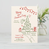 Merry Little Christmas Holiday Party Hand getekend Aankondiging (Staand voorkant)