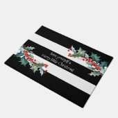 Merry Little Christmas Holiday Stripes en Holly Deurmat (Schuin)