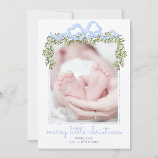 Merry Little Christmas Kaart Pasgeboren Baby Foto (Voorkant)