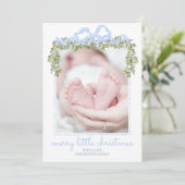 Merry Little Christmas Kaart Pasgeboren Baby Foto (Staand voorkant)