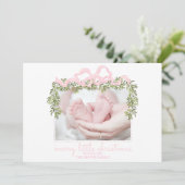 Merry Little Christmas Kaart Pasgeboren Baby Roze (Staand voorkant)