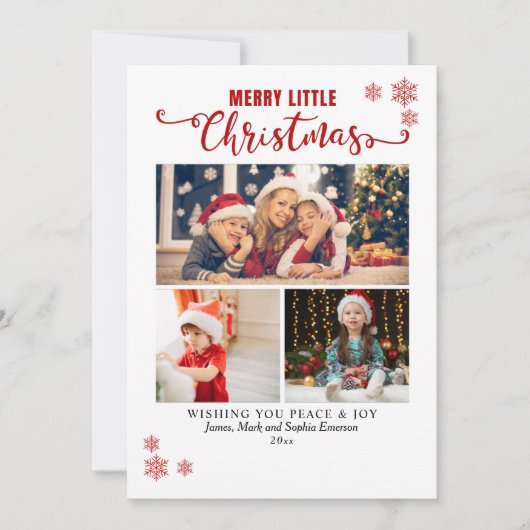 Merry Little Christmas, Kids Collage 3 Photos Feestdagenkaart (Voorkant)