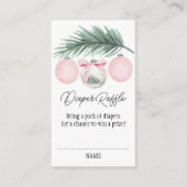 Merry Little Christmas Luier Raffle met Roze Visitekaartje (Voorkant)