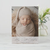 Merry Little Christmas Newborn Cute Baby Photo Feestdagenkaart (Staand voorkant)