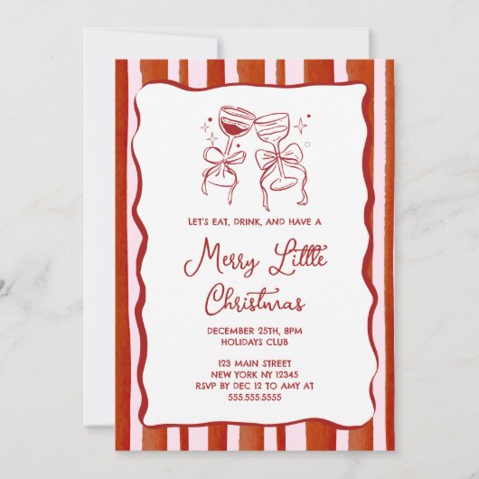 Merry little Christmas Party Invitation Kaart (Voorkant)