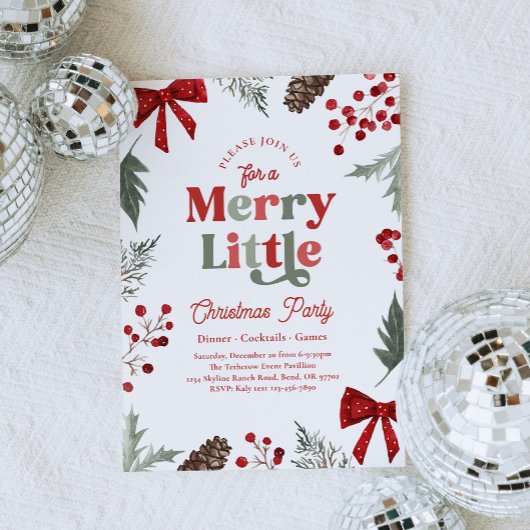 Merry Little Christmas Party Invitation Kaart
