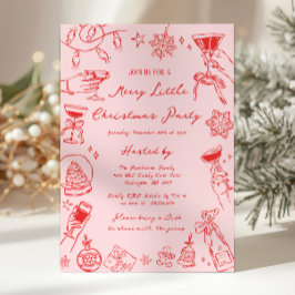 Merry Little Christmas Party Invitation Kaart