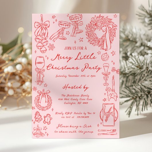 Merry Little Christmas Party Invitation Kaart