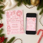 Merry Little Christmas Party Invitation Kaart