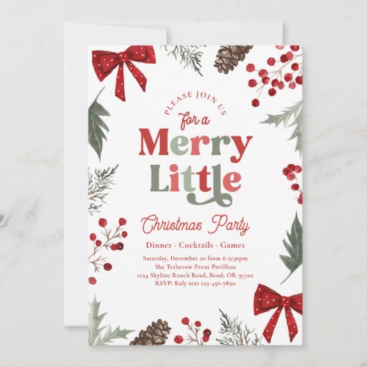 Merry Little Christmas Party Invitation Kaart (Voorkant)
