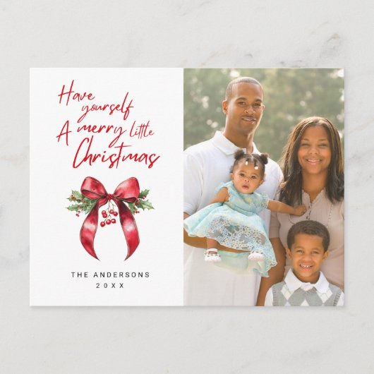 Merry Little Christmas Photo Holiday Briefkaart (Voorkant)