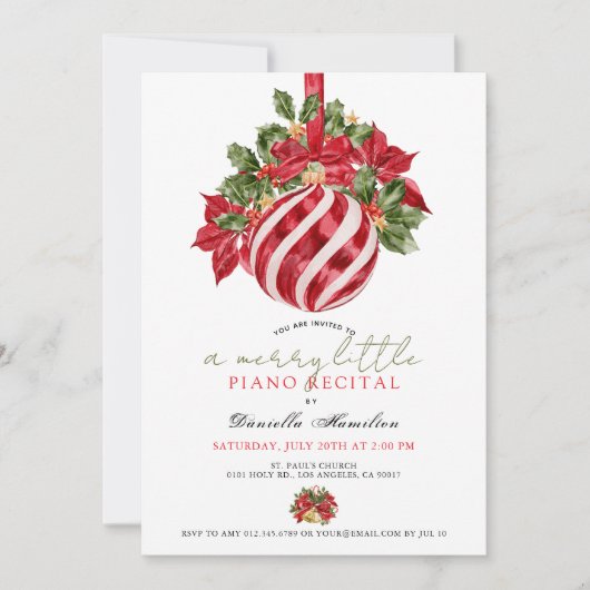 Merry Little Christmas Piano Recital Invitation Kaart (Voorkant)