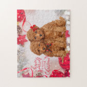 Merry Little Christmas Poedel Puppies Legpuzzel (Verticaal)