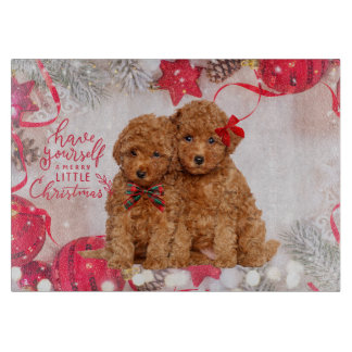 Merry Little Christmas Poedel Puppies Snijplank