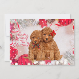 Merry Little Christmas Poedel Puppies Vakantie Kaa Feestdagenkaart