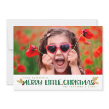 Merry Little Christmas Red & Gold Holly Waterverf