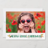 Merry Little Christmas Red & Gold Holly Waterverf Feestdagenkaart (Voorkant)