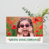 Merry Little Christmas Red & Gold Holly Waterverf Feestdagenkaart (Staand voorkant)