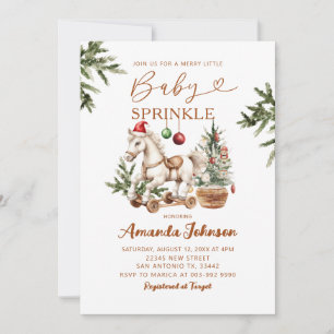 Merry Little Christmas Rocking Horse Baby Sprinkle Kaart