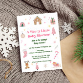 Merry Little Christmas Roze Baby shower Kaart