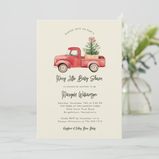 Merry Little Christmas Rustic Baby shower Invitat Kaart (Staand voorkant)
