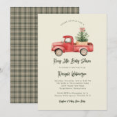 Merry Little Christmas Rustic Baby shower Invitat Kaart (Voorkant / Achterkant)