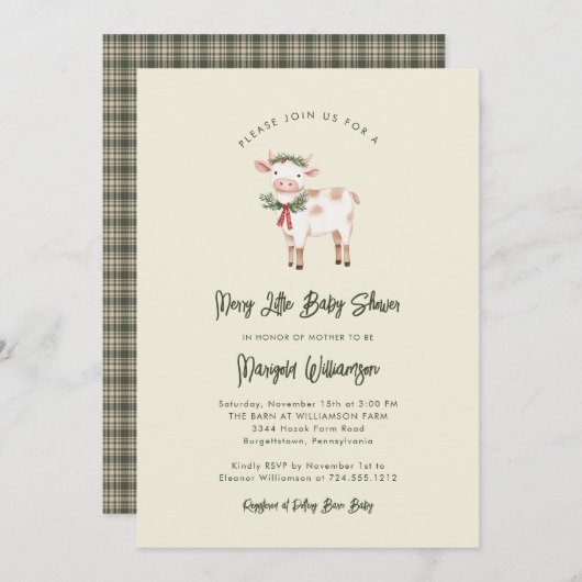 Merry Little Christmas Rustic Baby Shower Kaart (Voorkant / Achterkant)