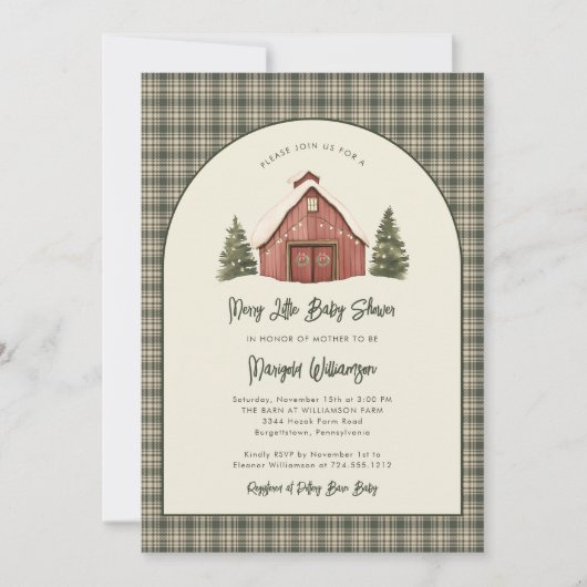 Merry Little Christmas Rustic Baby Shower   Kaart (Voorkant)