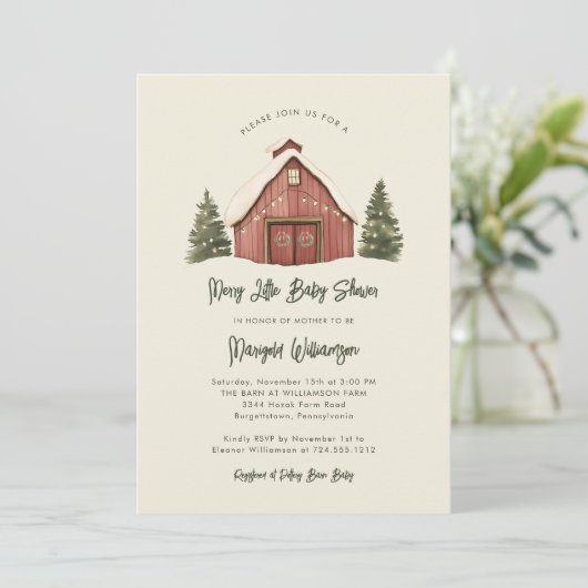 Merry Little Christmas Rustic Baby shower Kaart (Staand voorkant)