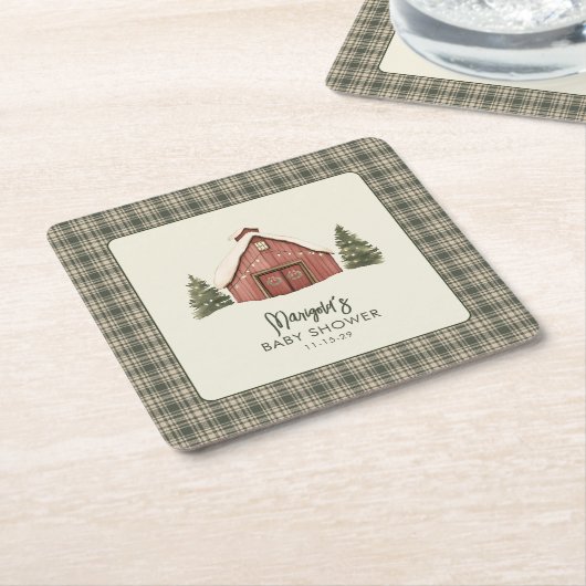 Merry Little Christmas Rustic Baby Shower  Kartonnen Onderzetters (Schuin)